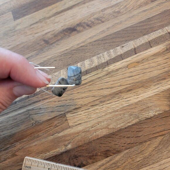 Boho Faux Floating Stone Gray w Silver Hook Earrings - Picture 11 of 11